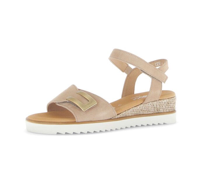 Gabor Damen  Riemchensandale Beige - Rauleder