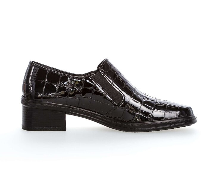 Gabor Damen  Slipper Schwarz - Leder Reptiloptik