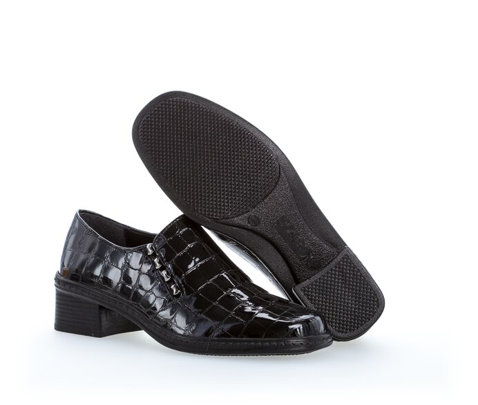 Gabor Damen  Slipper Schwarz - Leder Reptiloptik