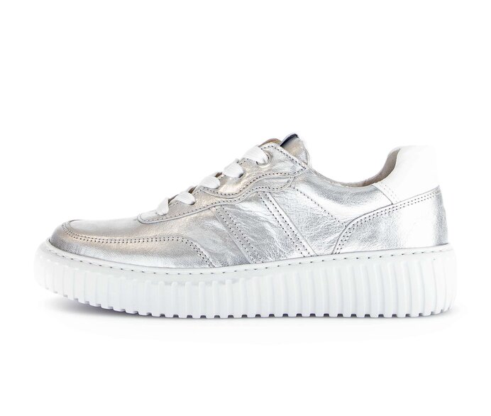 Gabor Damen Sneaker Low Silber - Materialmix Leder