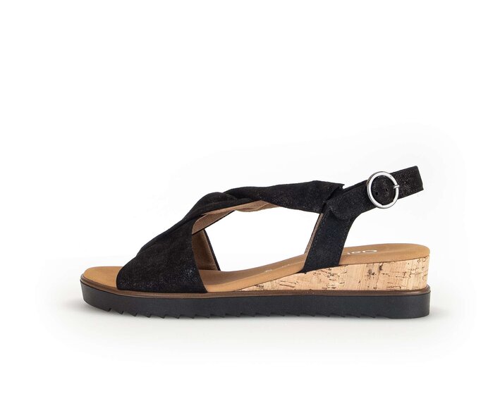 Gabor Damen Keilsandalette Schwarz - Effektleder