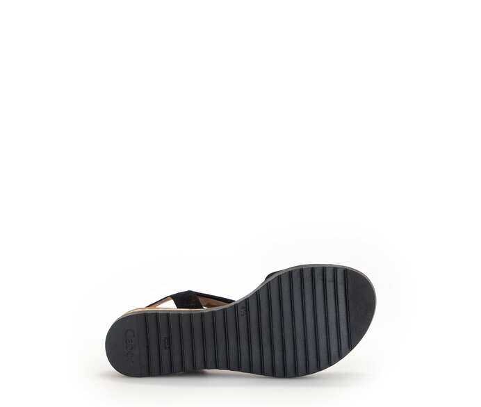 Gabor Damen  Keilsandalette Schwarz - Effektleder