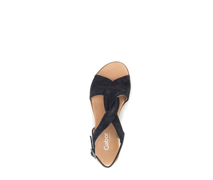 Gabor Damen  Keilsandalette Schwarz - Effektleder