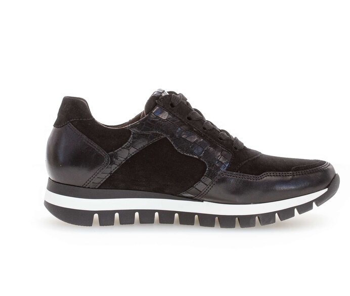 Gabor Damen  Sneaker Low Schwarz - Materialmix Leder