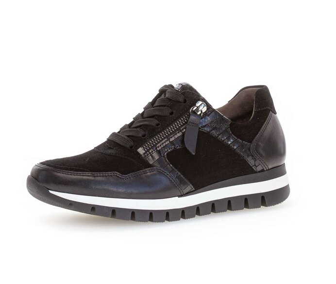 Gabor Damen  Sneaker Low Schwarz - Materialmix Leder