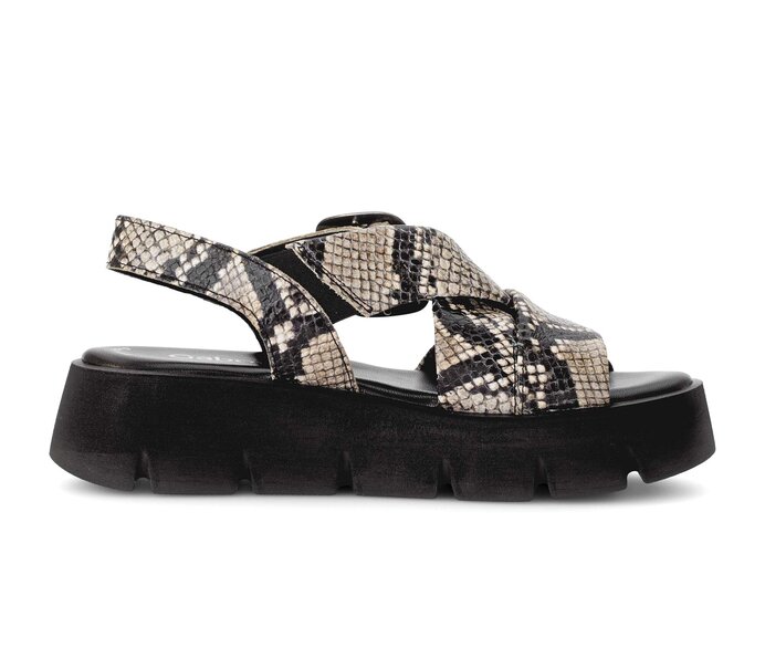 Gabor Damen  Plateau Sandale Schwarz - Effektleder