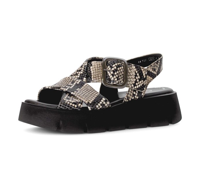 Gabor Damen  Plateau Sandale Schwarz - Effektleder