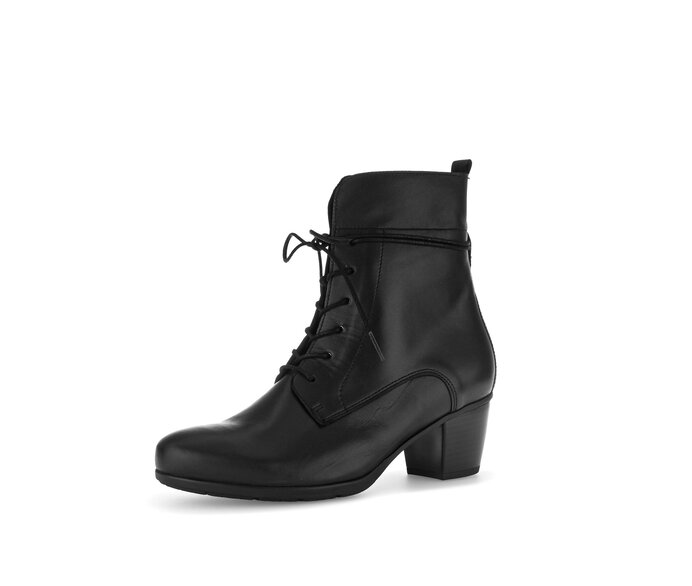 Gabor Damen  Schnürstiefelette Schwarz - Glattleder