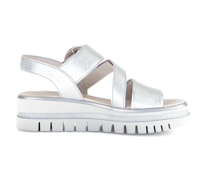 Gabor Damen  Plateau Sandale Silber - Effektleder