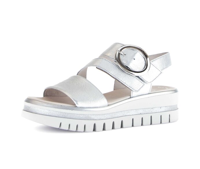 Gabor Damen  Plateau Sandale Silber - Effektleder