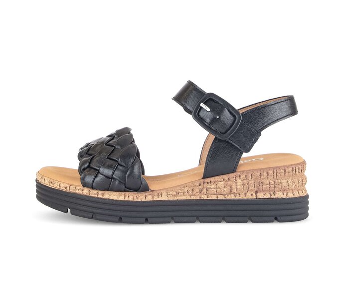 Gabor Damen Keilsandalette Schwarz - Glattleder