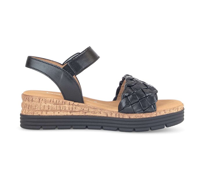 Gabor Damen  Keilsandalette Schwarz - Glattleder