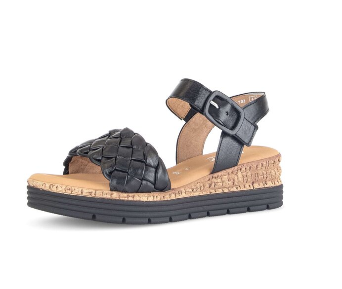 Gabor Damen  Keilsandalette Schwarz - Glattleder