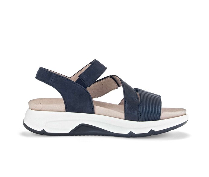 Gabor Damen  Trekkingsandale Blau - Materialmix Leder