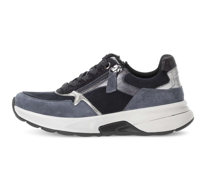 Gabor Damen Sneaker Low Blau - Materialmix Leder/Lederimitat
