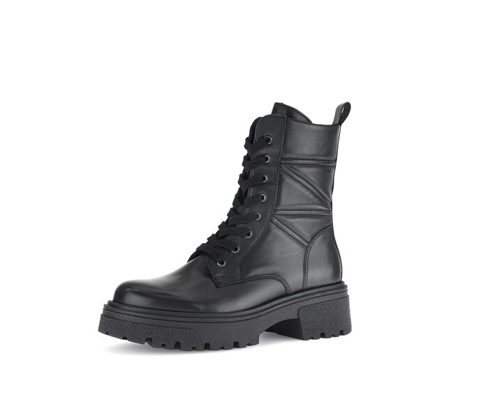 Gabor Damen  Schnürstiefelette Schwarz - Glattleder
