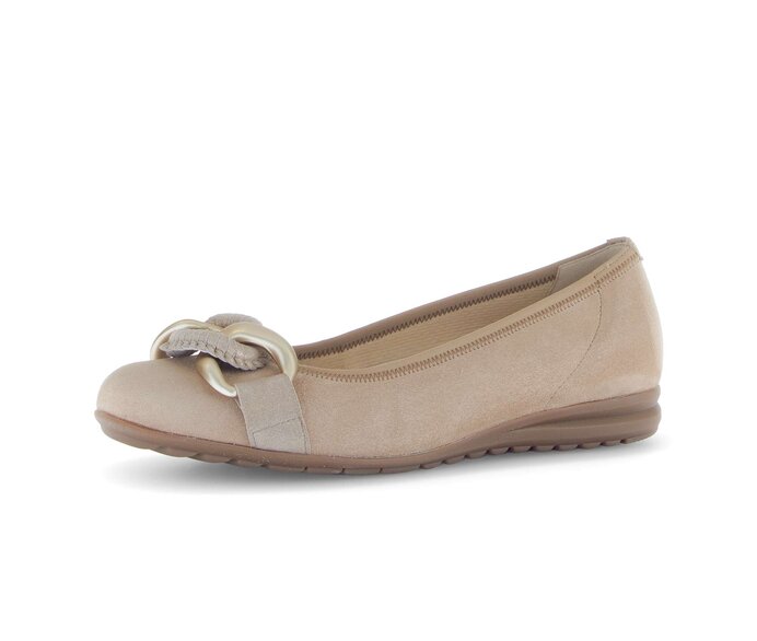 Gabor Damen  Sportliche Ballerina Braun - Materialmix Leder