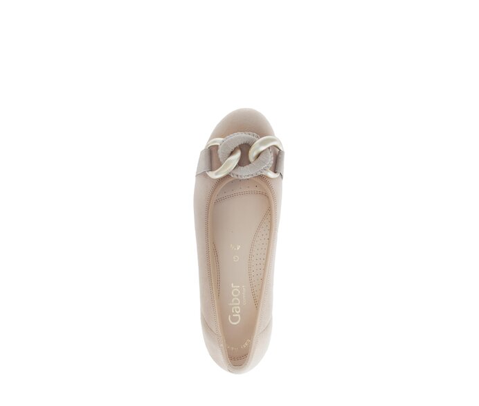 Gabor Damen  Sportliche Ballerina Braun - Materialmix Leder