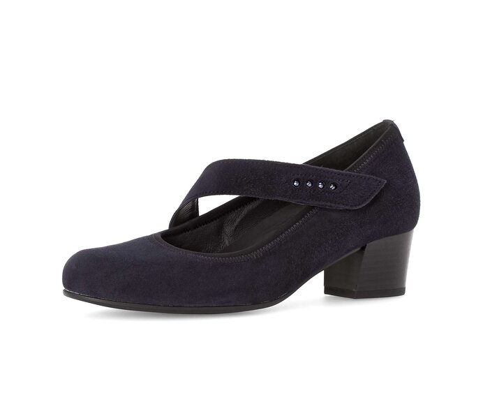Gabor Damen  Spangenpumps Blau - Rauleder