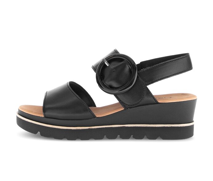 Gabor Damen Plateau Sandale Schwarz - Glattleder