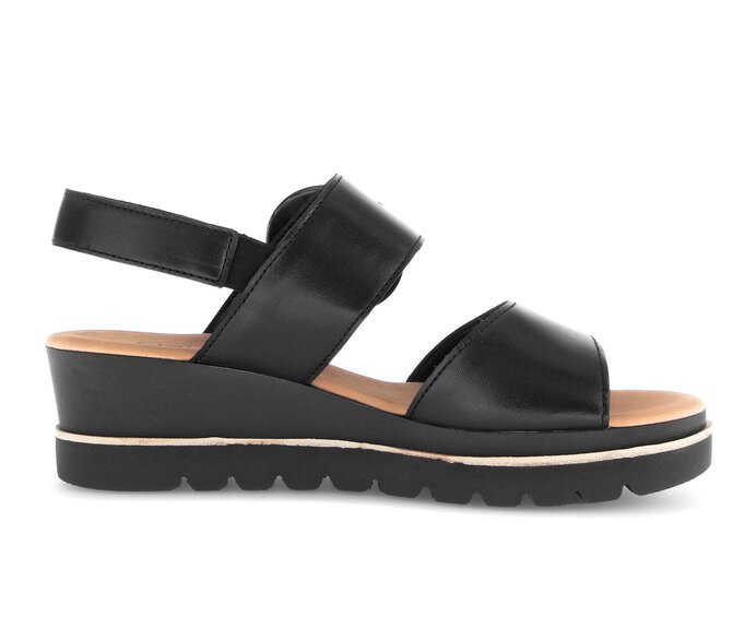 Gabor Damen  Plateau Sandale Schwarz - Glattleder