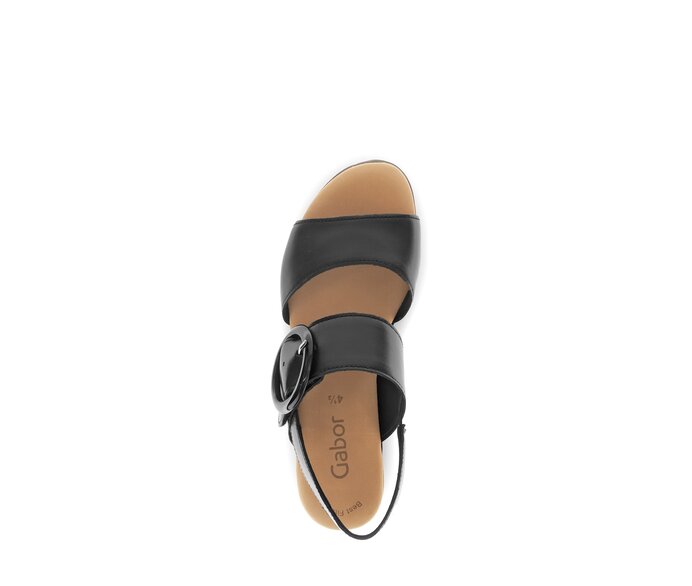 Gabor Damen  Plateau Sandale Schwarz - Glattleder