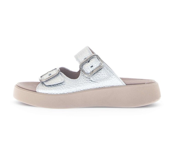 Gabor Damen Pantolette Silber - Glattleder
