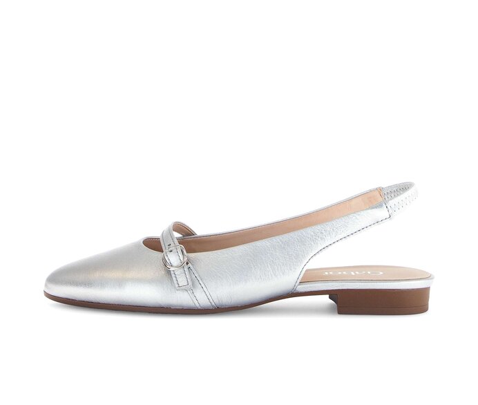 Gabor Damen Slingpumps Silber - Effektleder