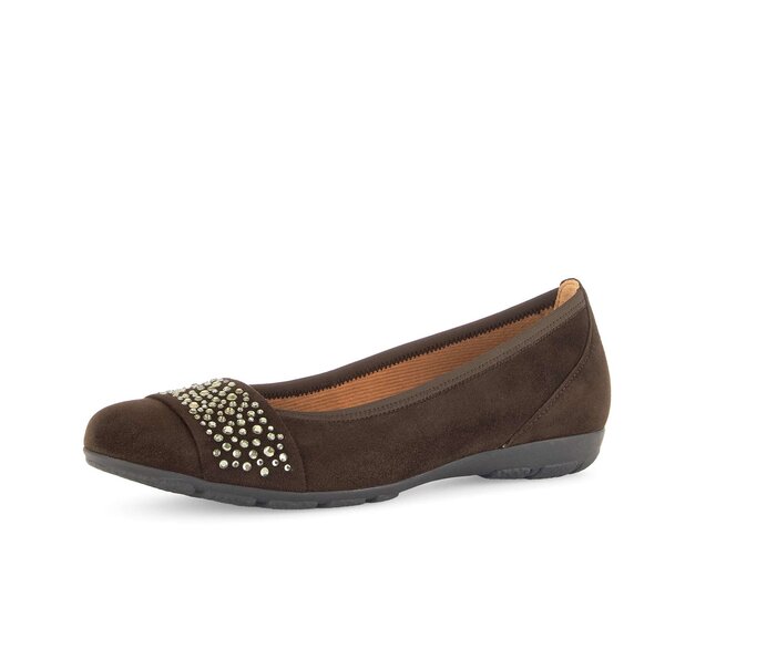 Gabor Damen  Sportliche Ballerina Braun - Rauleder