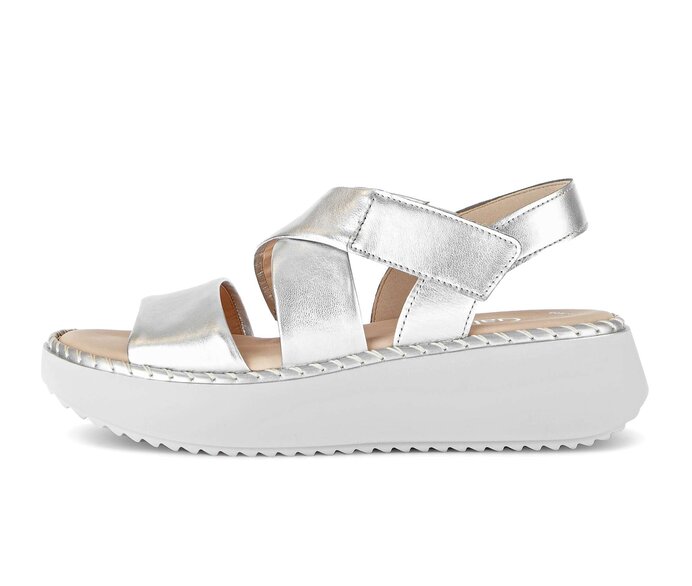 Gabor Damen Plateau Sandale Silber - Effektleder