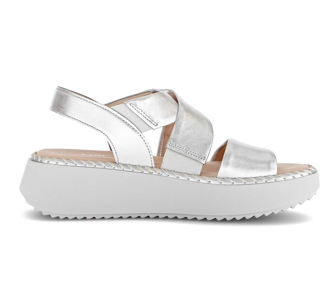 Gabor Damen  Plateau Sandale Silber - Effektleder