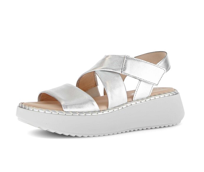 Gabor Damen  Plateau Sandale Silber - Effektleder