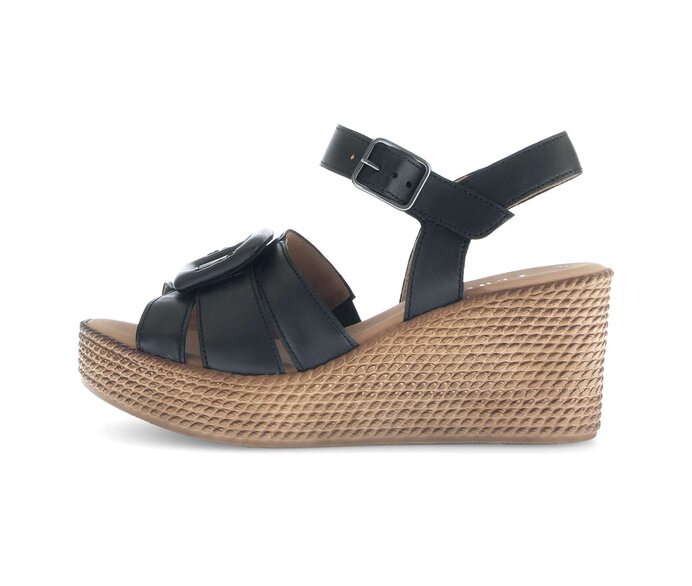 Gabor Damen Keilsandalette Schwarz - Glattleder