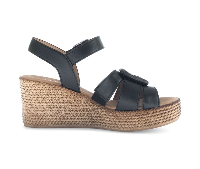 Gabor Damen  Keilsandalette Schwarz - Glattleder