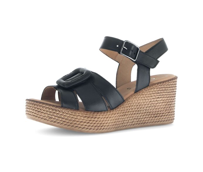 Gabor Damen  Keilsandalette Schwarz - Glattleder