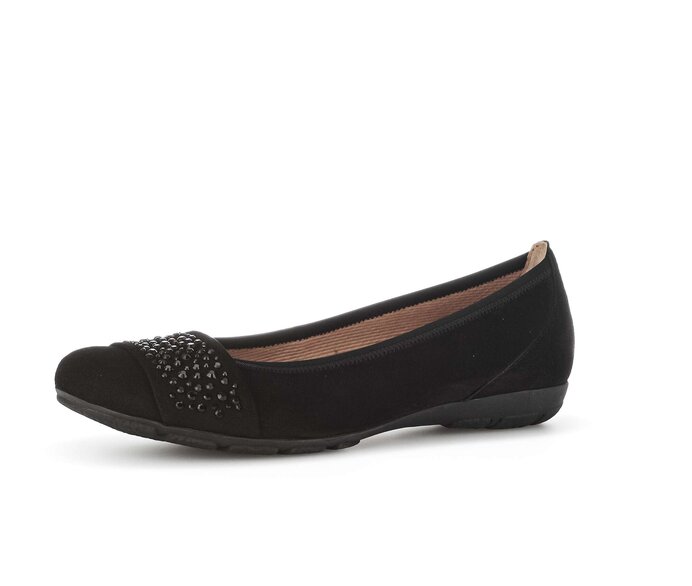 Gabor Damen  Sportliche Ballerina Schwarz - Rauleder