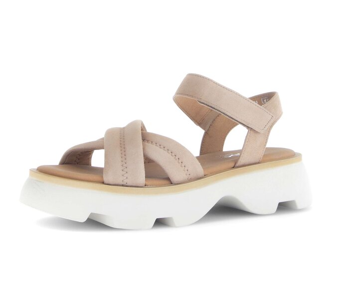Gabor Damen  Riemchensandale Beige - Rauleder