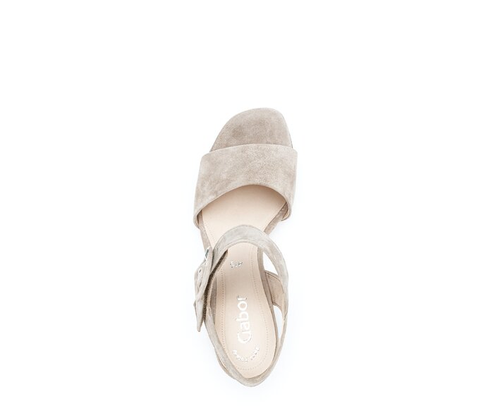Gabor Damen  Riemchensandale Beige - Rauleder