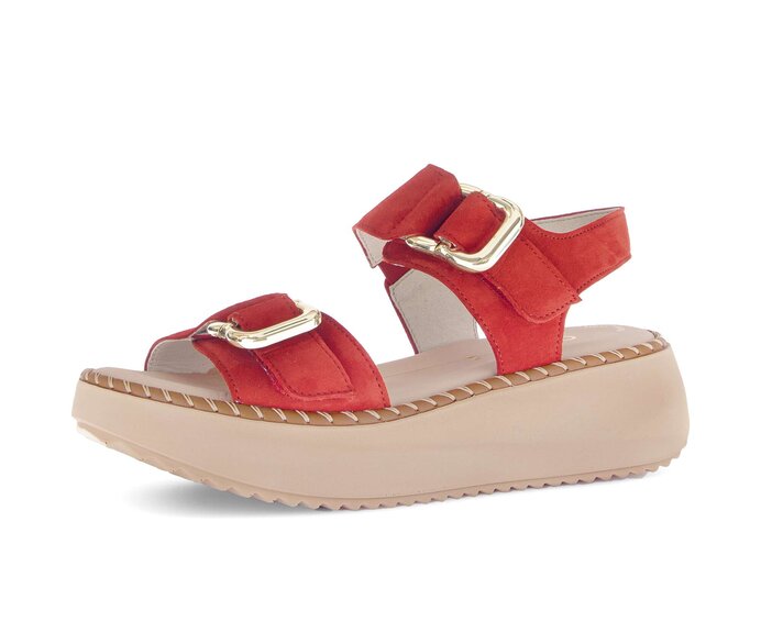 Gabor Damen  Plateau Sandale Rot - Rauleder