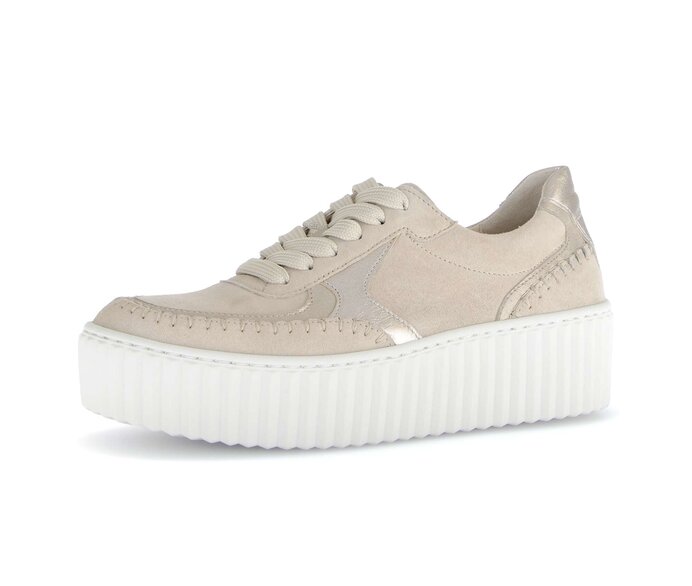 Gabor Damen  Sneaker Low Beige - Materialmix Leder