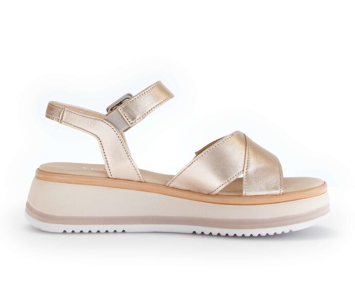 Gabor Damen  Plateau Sandale Gold - Effektleder