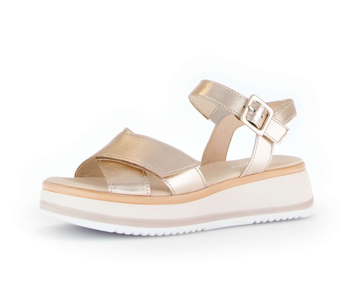 Gabor Damen  Plateau Sandale Gold - Effektleder