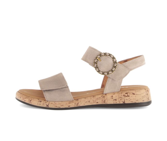 Gabor Damen Riemchensandale Beige - Rauleder