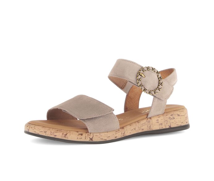 Gabor Damen  Riemchensandale Beige - Rauleder