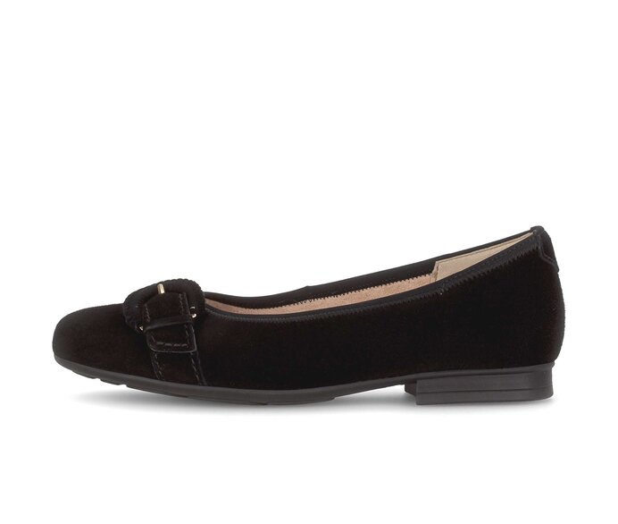 Gabor Damen Eleganter Ballerina Schwarz - Rauleder