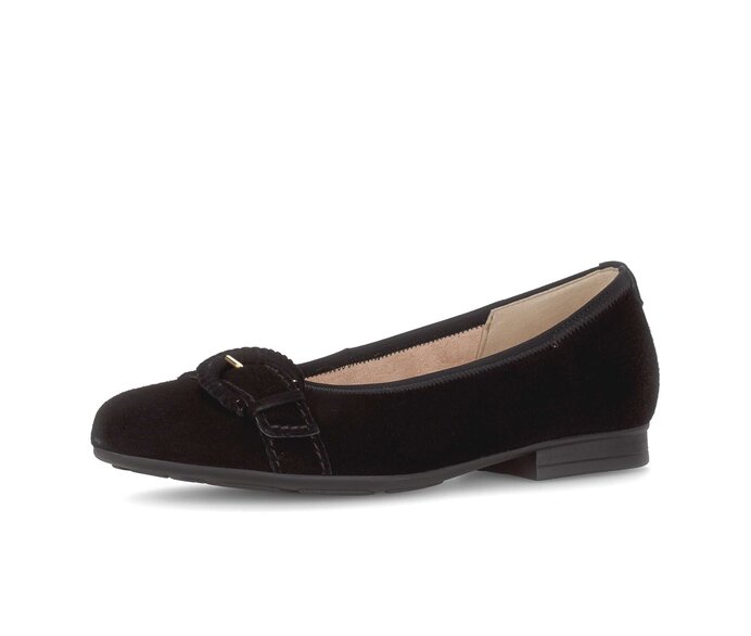 Gabor Damen  Eleganter Ballerina Schwarz - Rauleder