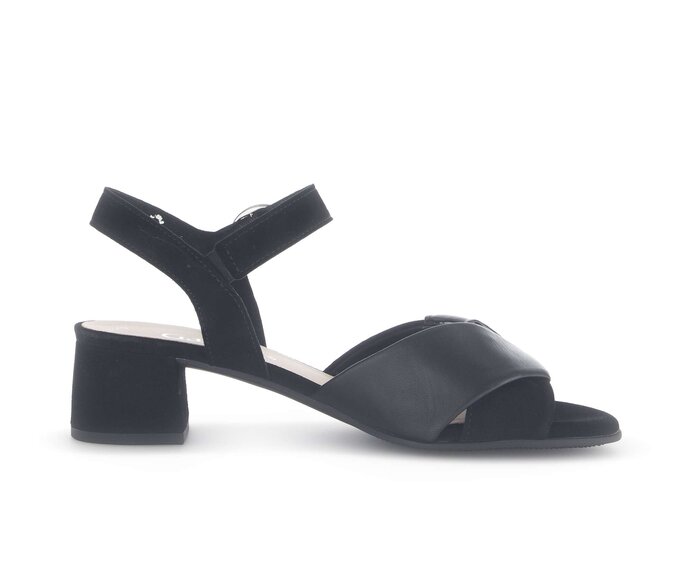 Gabor Damen  Riemchensandale Schwarz - Materialmix Leder