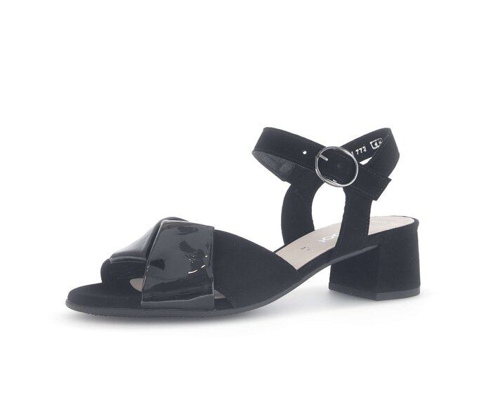 Gabor Damen  Riemchensandale Schwarz - Materialmix Leder