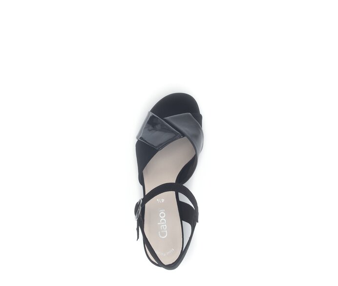 Gabor Damen  Riemchensandale Schwarz - Materialmix Leder