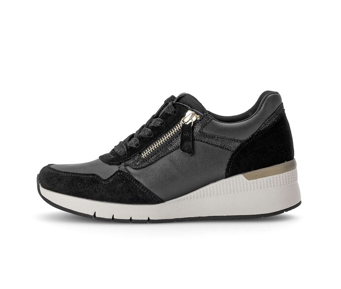 Gabor Damen Sneaker Low Schwarz - Materialmix Leder